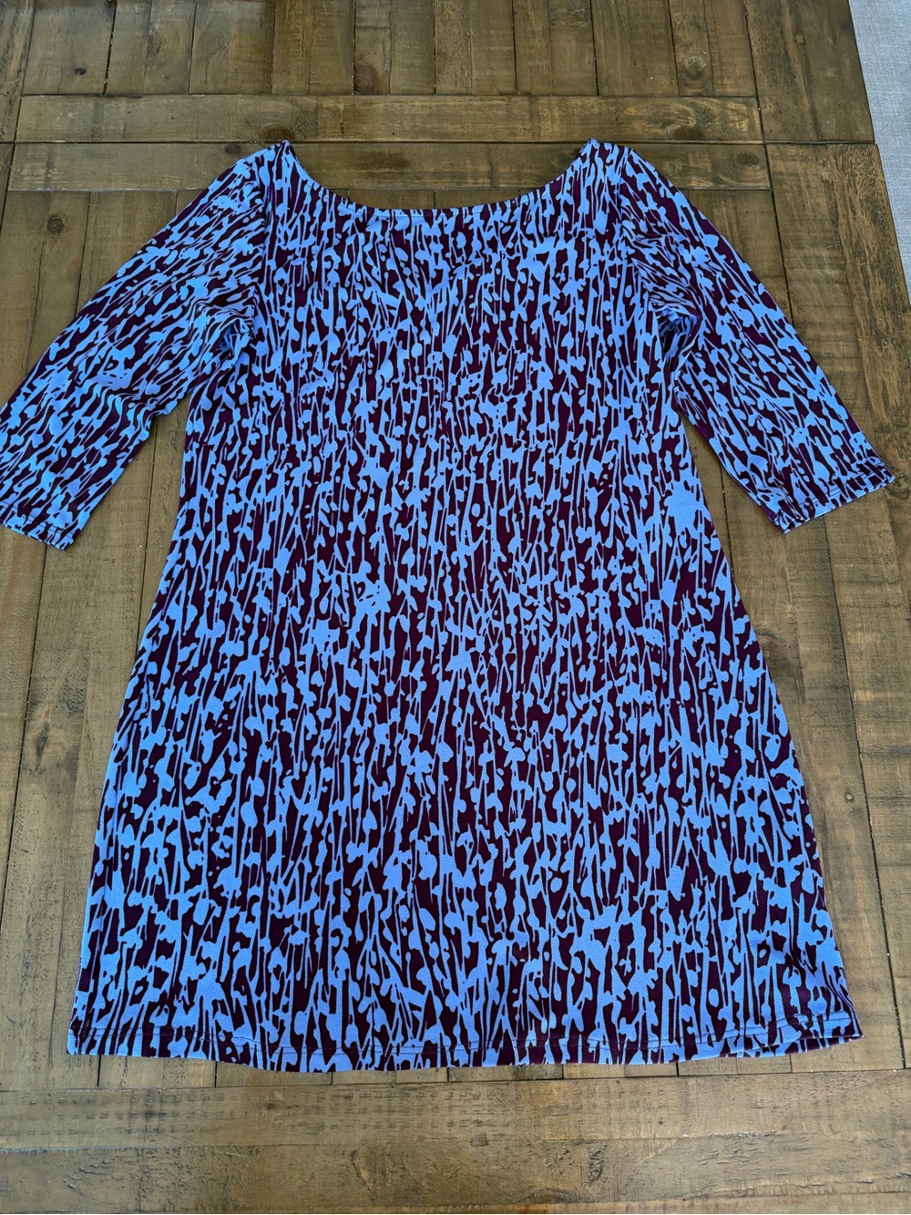 Leota Blue and Purple Scoop Neck Mini Dress